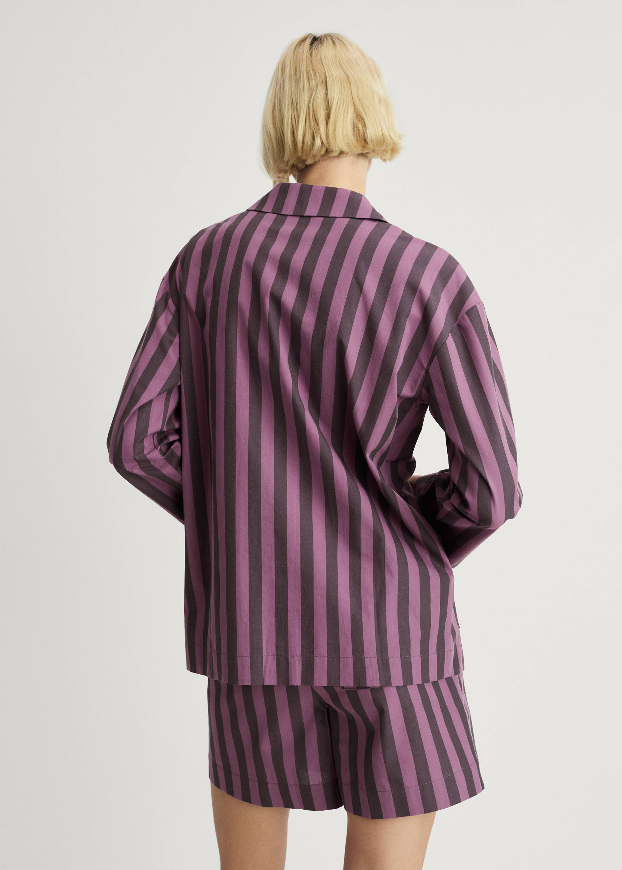 Two-tone woven striped long shirt - Reverse of the article