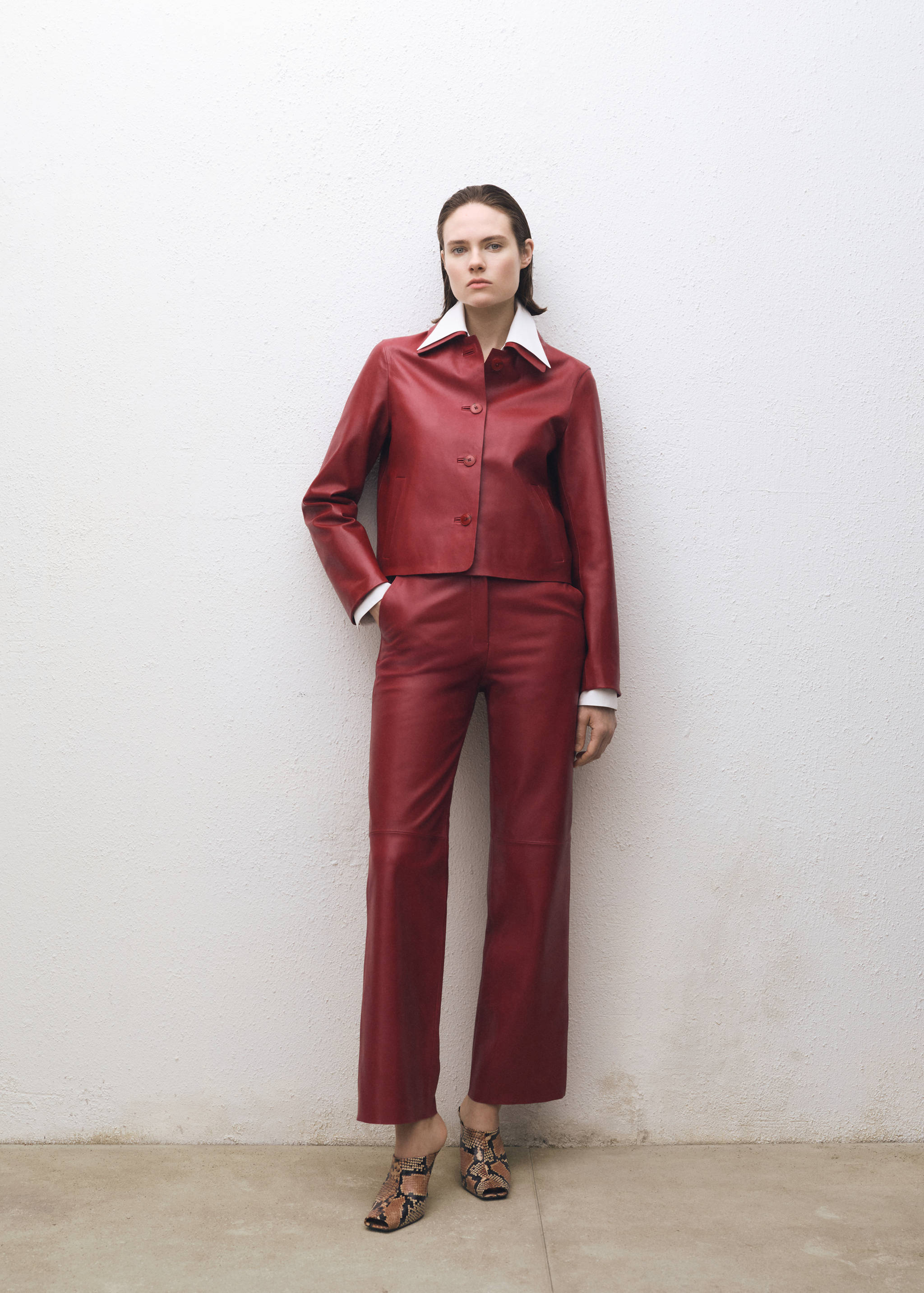 Jaqueta pell botons - Pla general