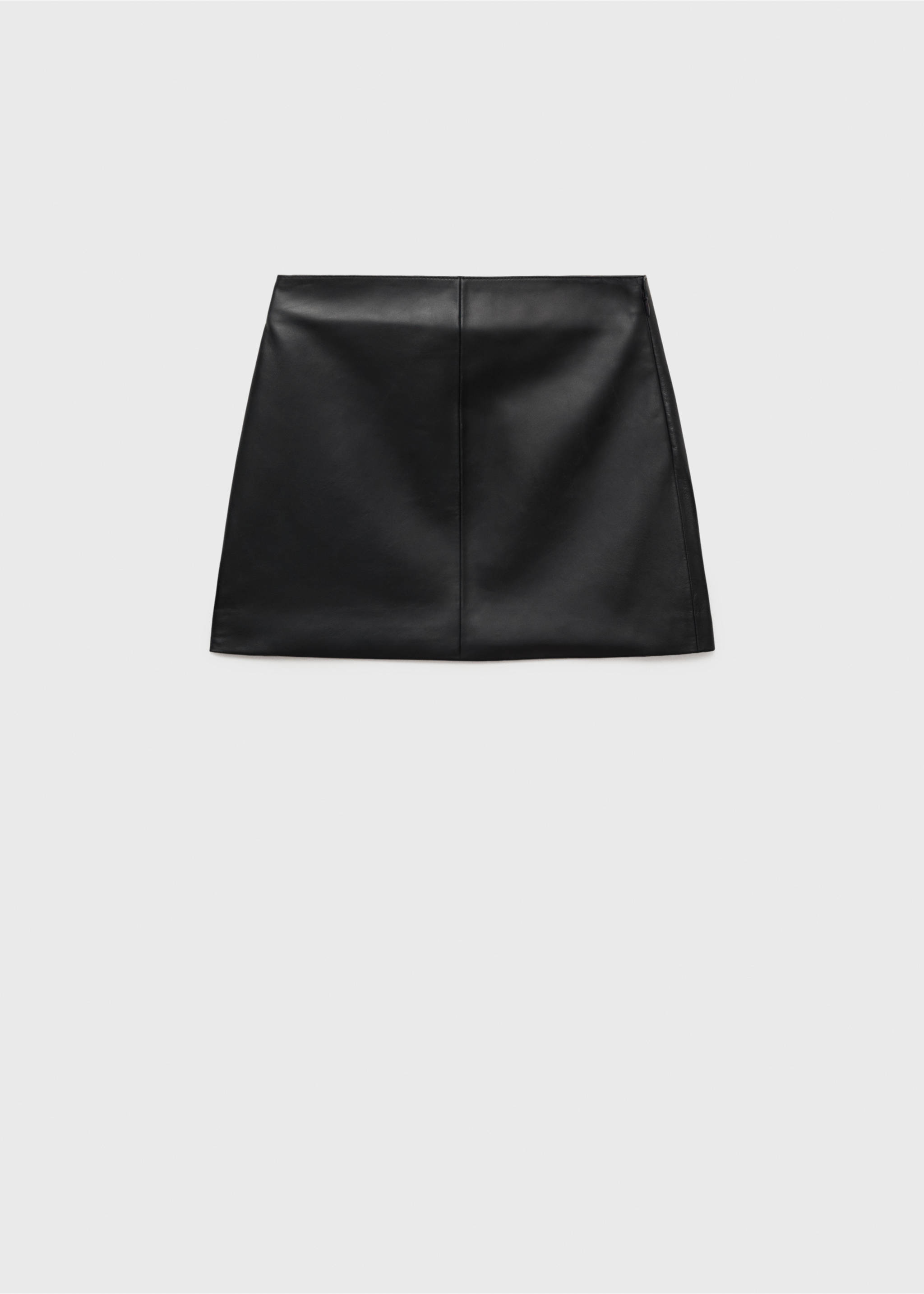 Leather skirt with stitching detail - Article without model, Black. Ref: 87094075-00.