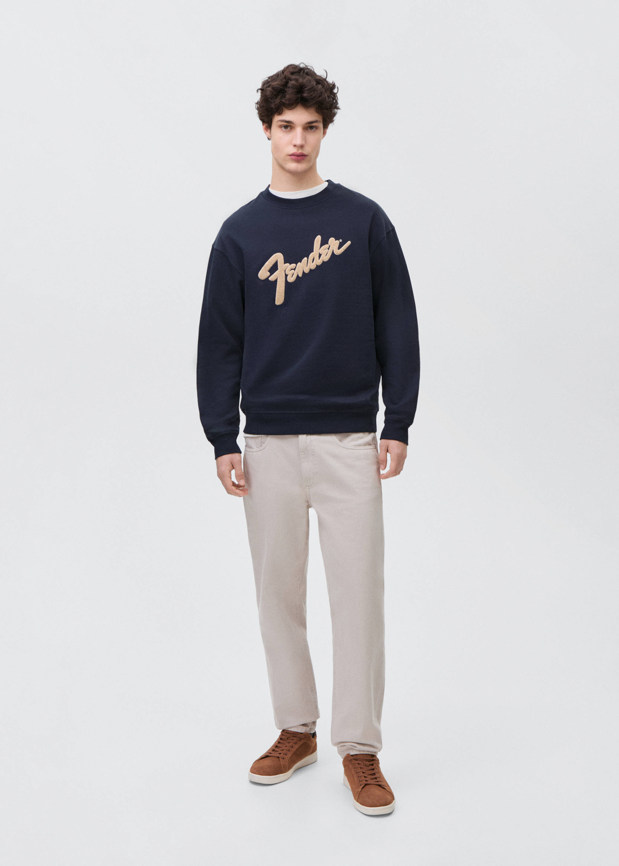 Cotton sweatshirt with embossed message - General plane