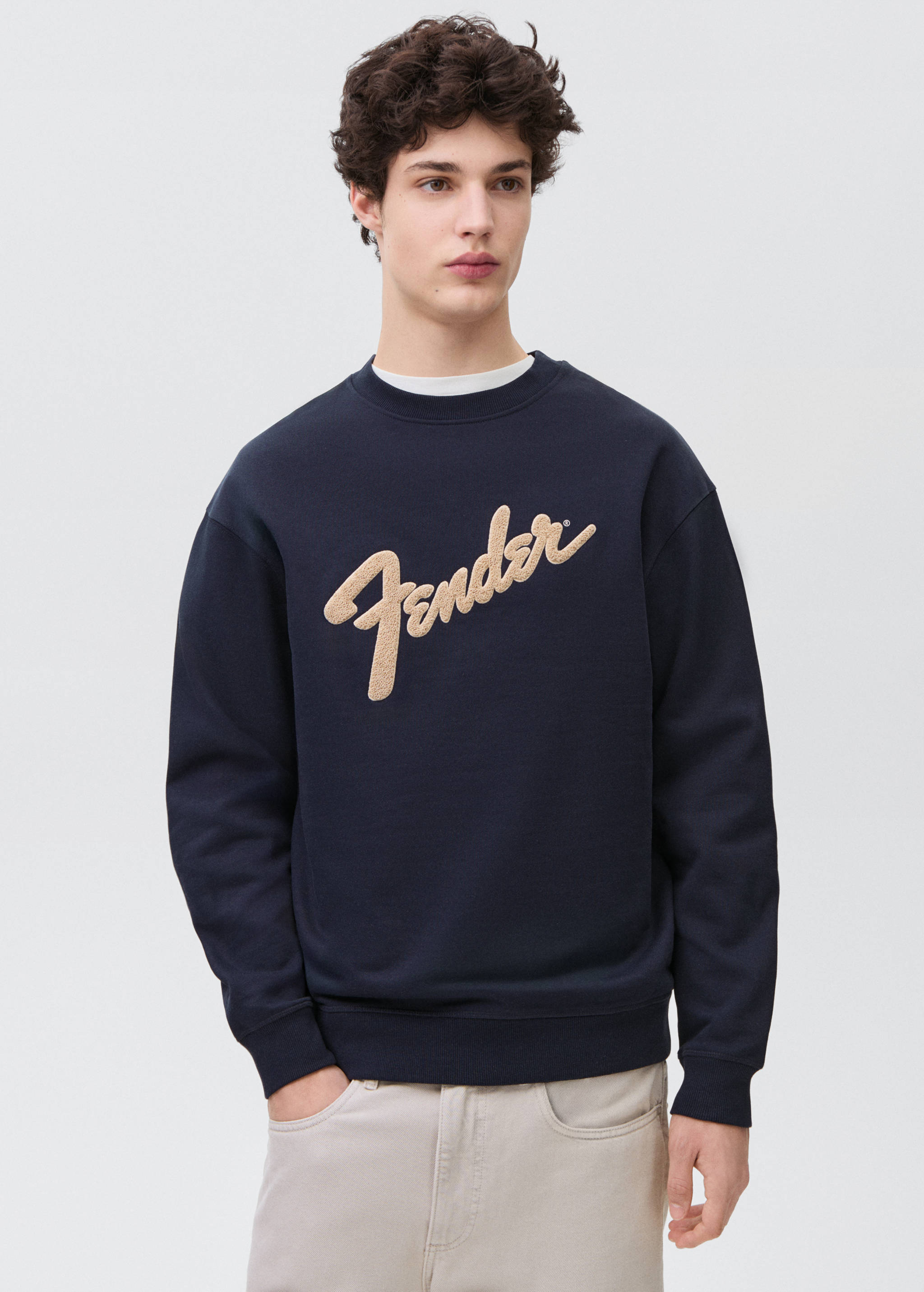 Cotton sweatshirt with embossed message - Medium plane