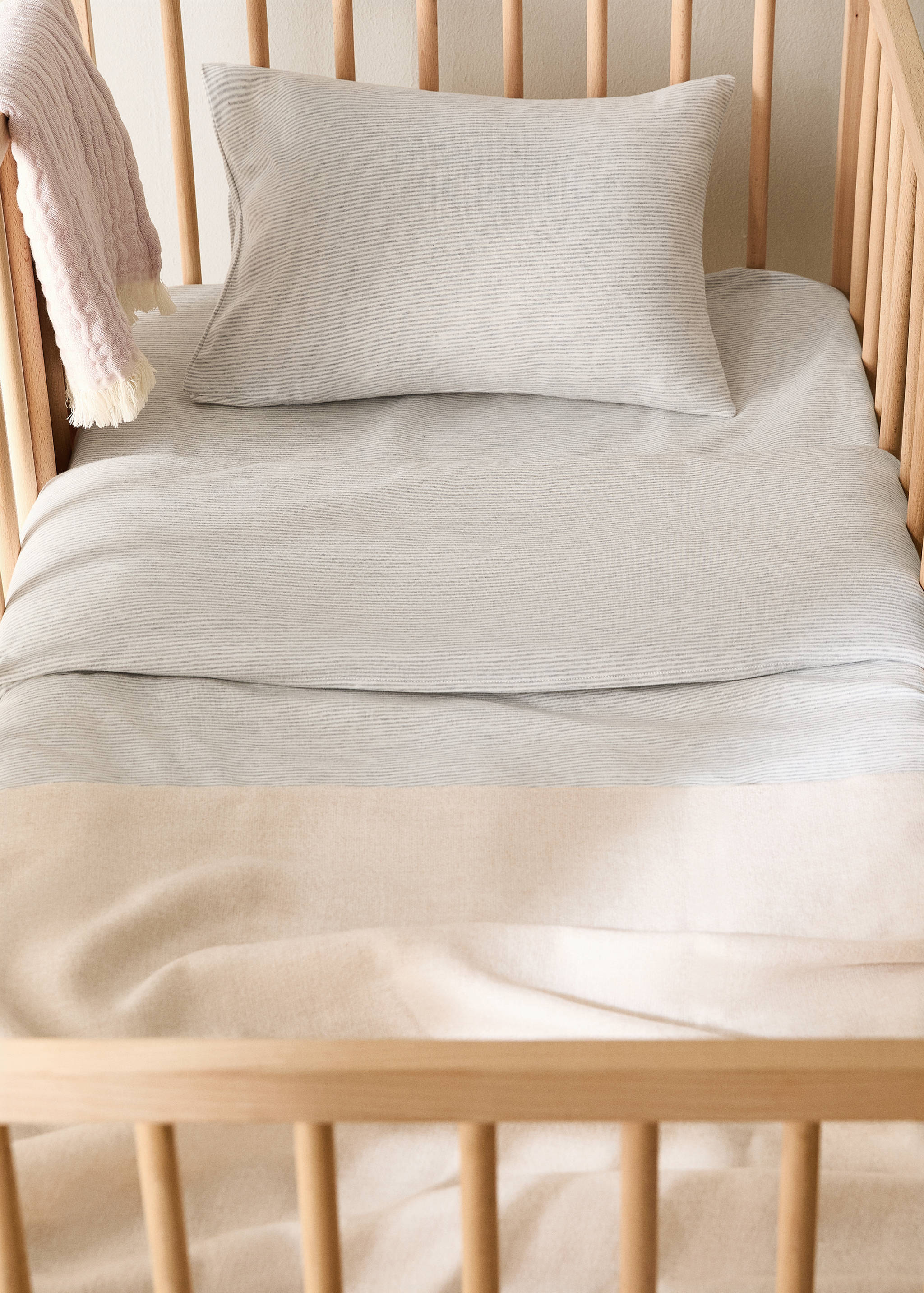 Cotton striped duvet cover for cot - General plane