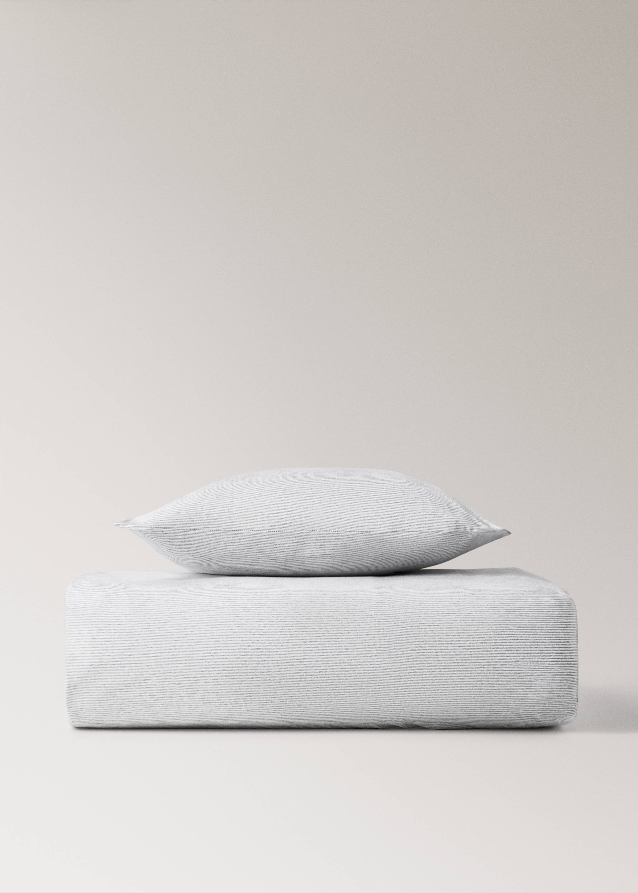 Cotton striped duvet cover for cot - Article without model, Grey. Ref: 87094083-00.