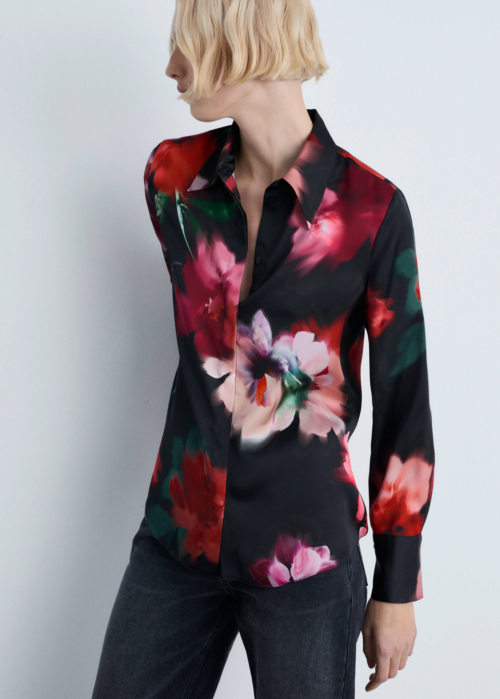 Satin print shirt - Medium plane
