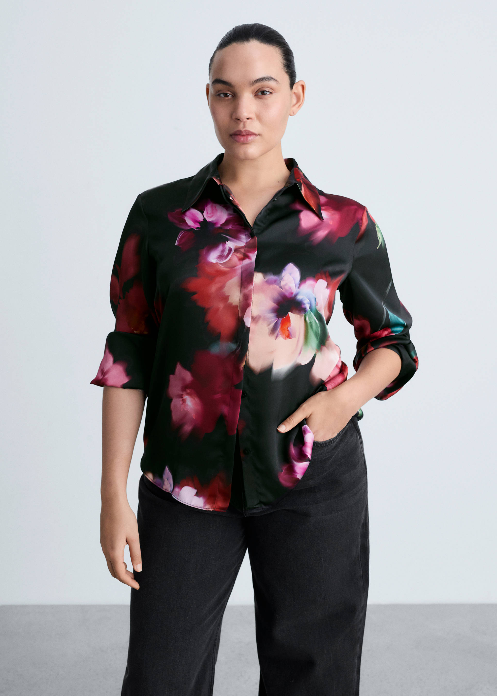 Satin print shirt - Details of the article 5