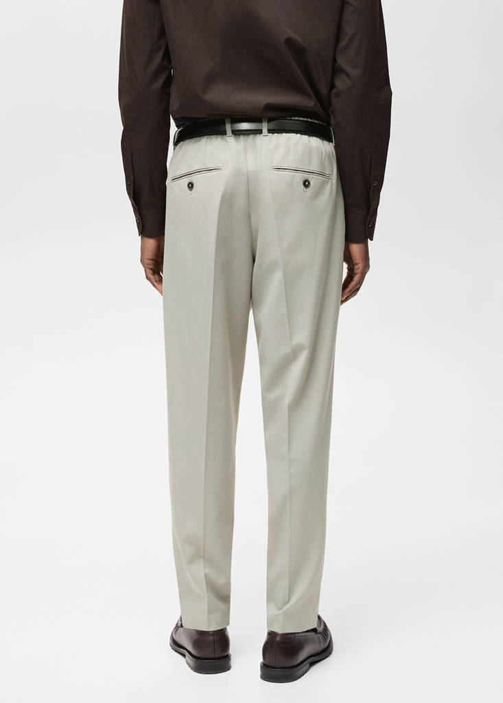 Slim-fit pleated cool wool trousers — Ice Grey