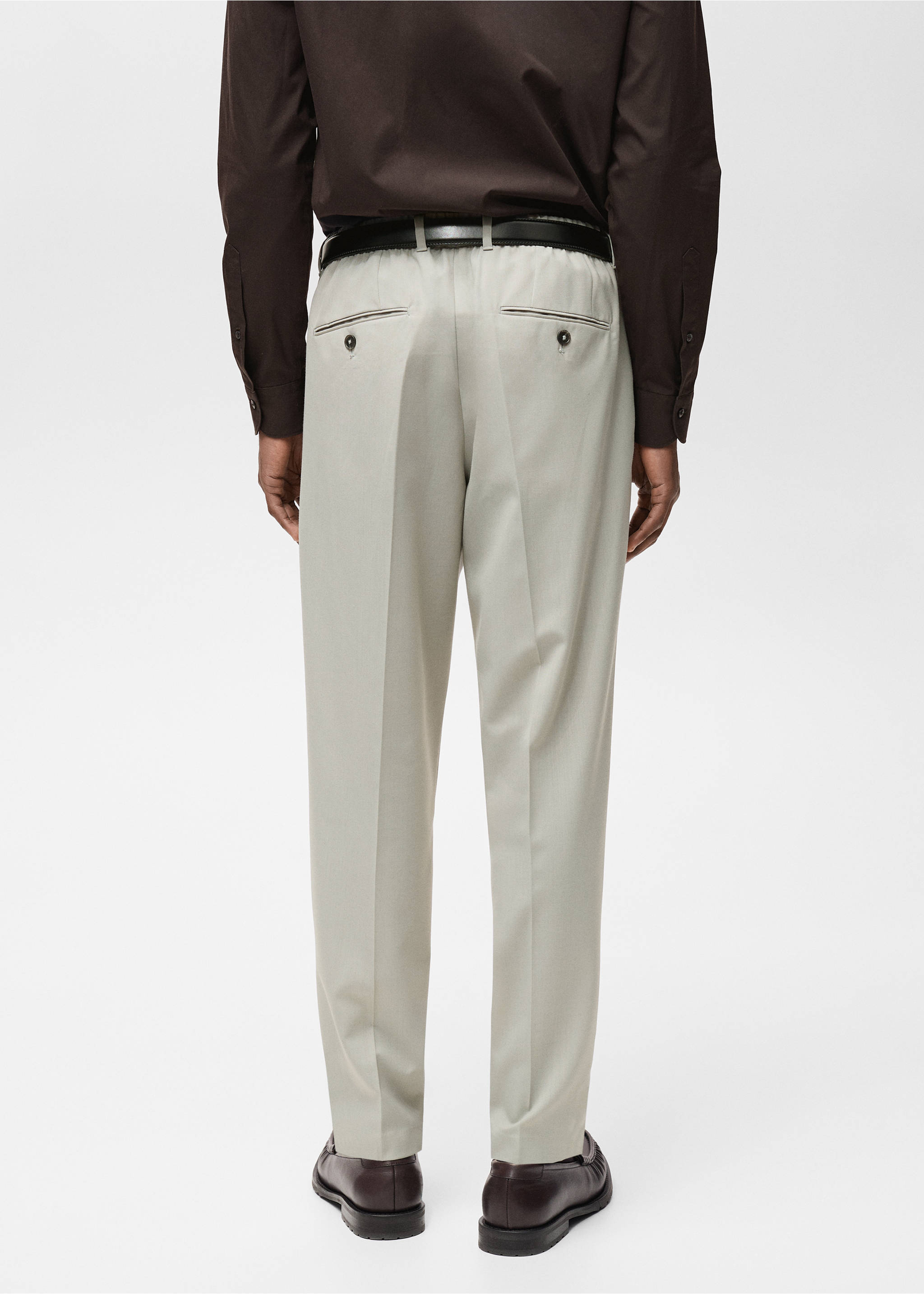 Pantalón lana fría slim fit pinzas - Reverso del artículo, Gris hielo. Ref: 87094388-00.