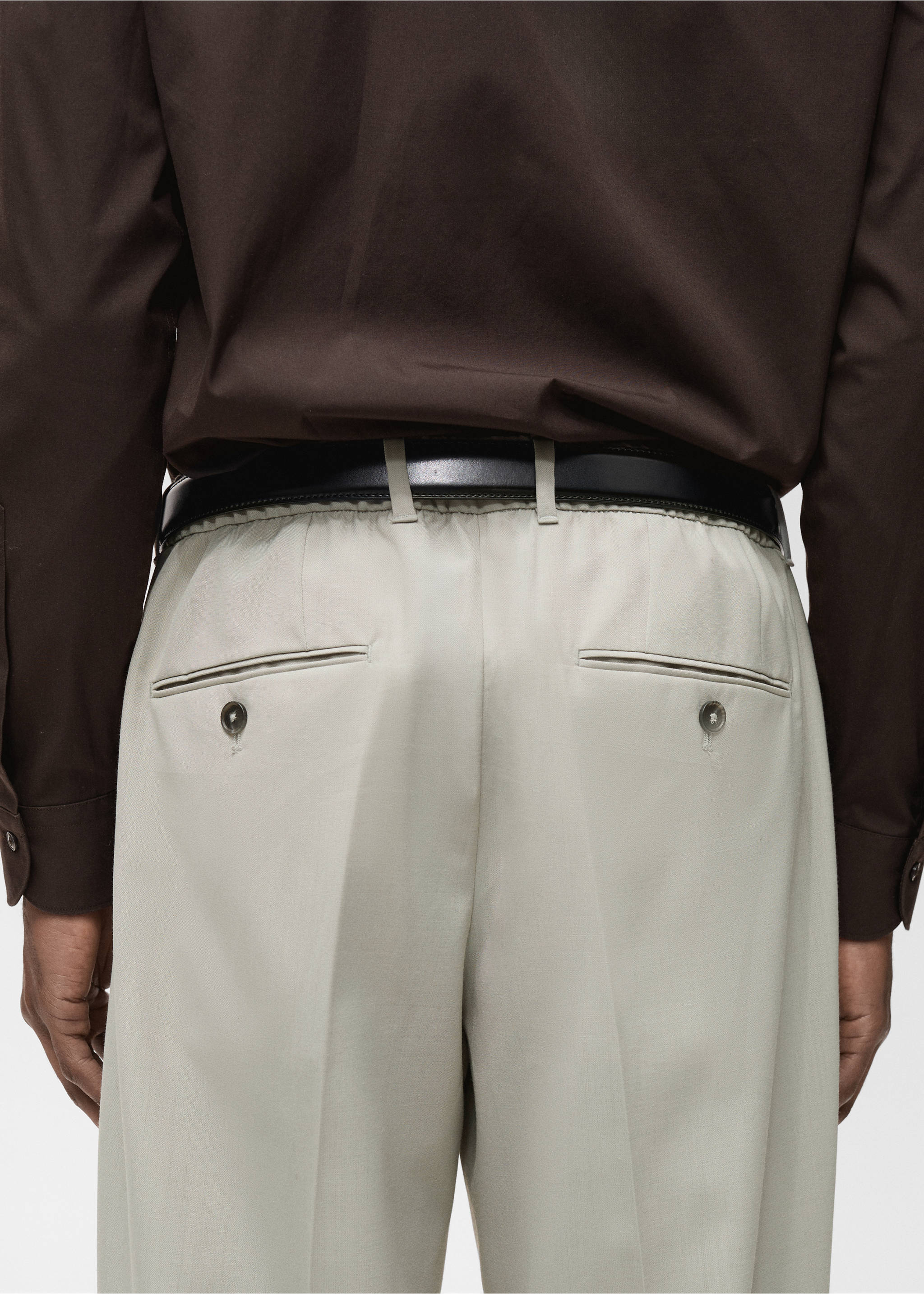 Pantalón lana fría slim fit pinzas - Detalle del artículo 3, Gris hielo. Ref: 87094388-00.