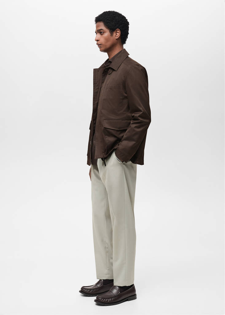 Slim-fit pleated cool wool trousers — Ice Grey