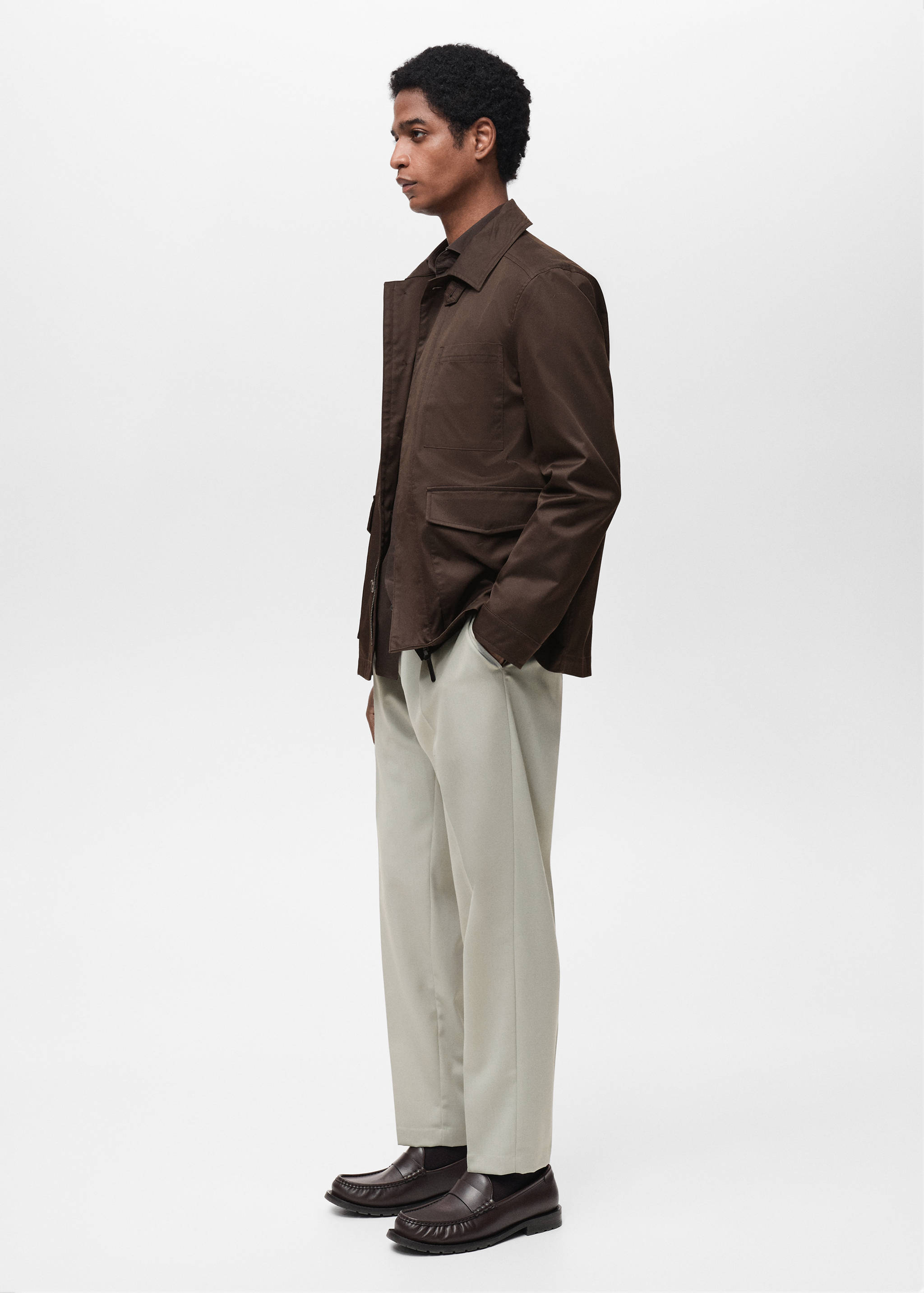 Slim-fit pleated cool wool pants - Details of the article 2