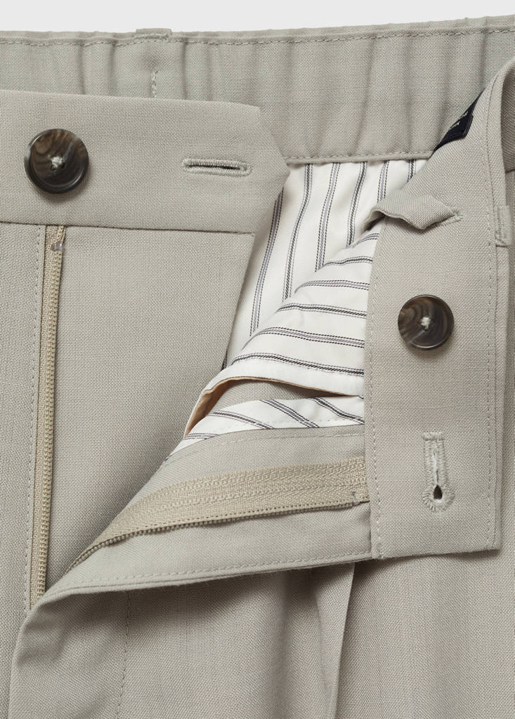 Slim-fit pleated cool wool trousers — Ice Grey