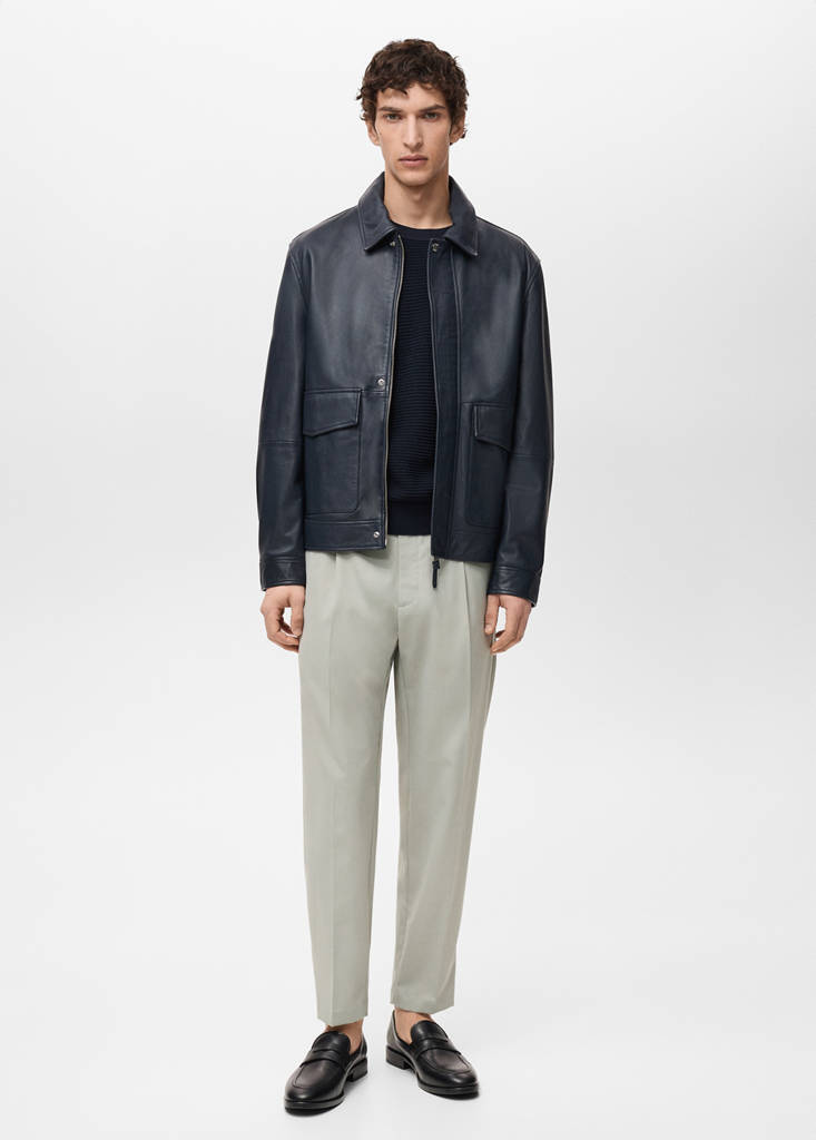 Slim-fit pleated cool wool trousers — Ice Grey