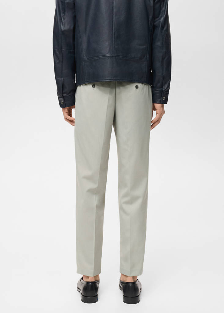 Slim-fit pleated cool wool trousers — Ice Grey