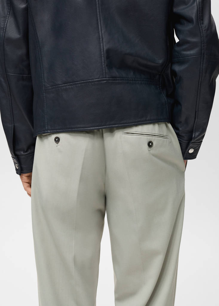 Slim-fit pleated cool wool trousers — Ice Grey