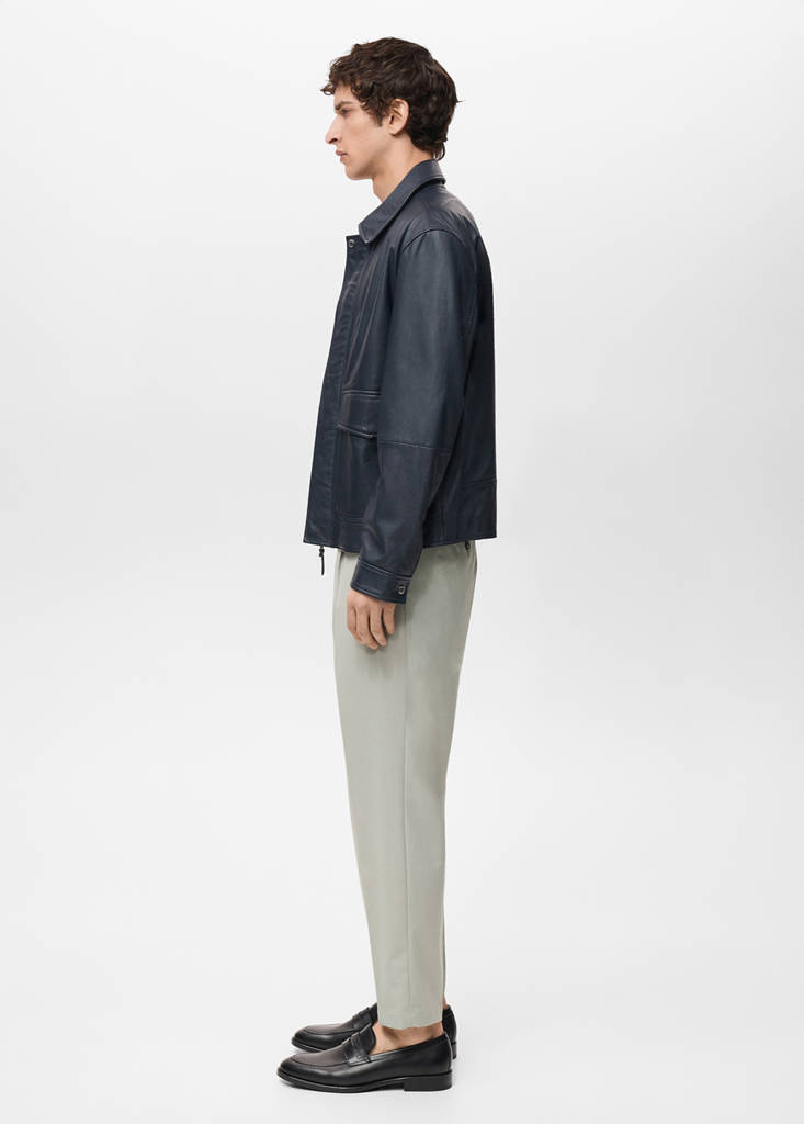 Slim-fit pleated cool wool trousers — Ice Grey