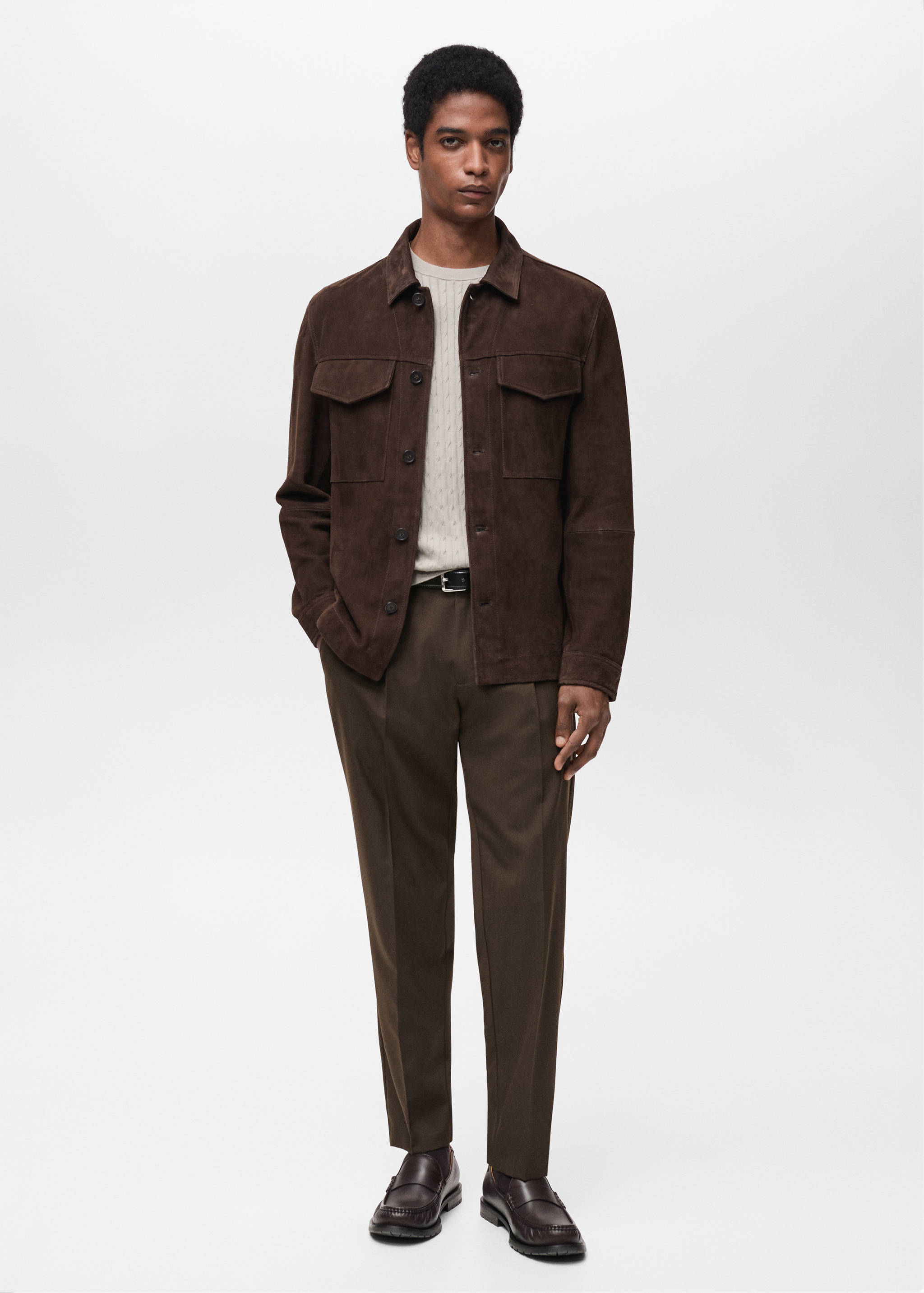 Slim-fit pleated cool wool pants - General plane