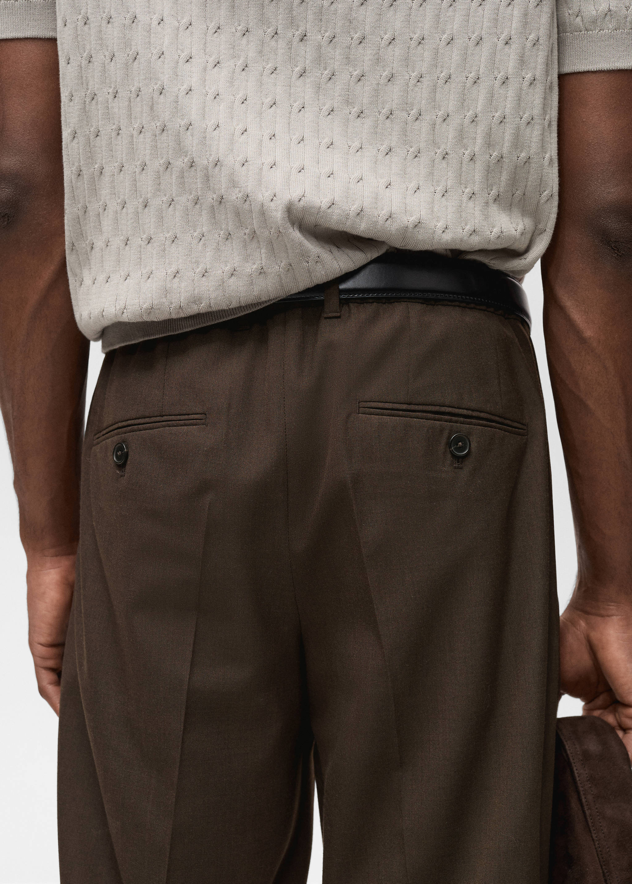 Slim-fit pleated cool wool pants - Details of the article 6