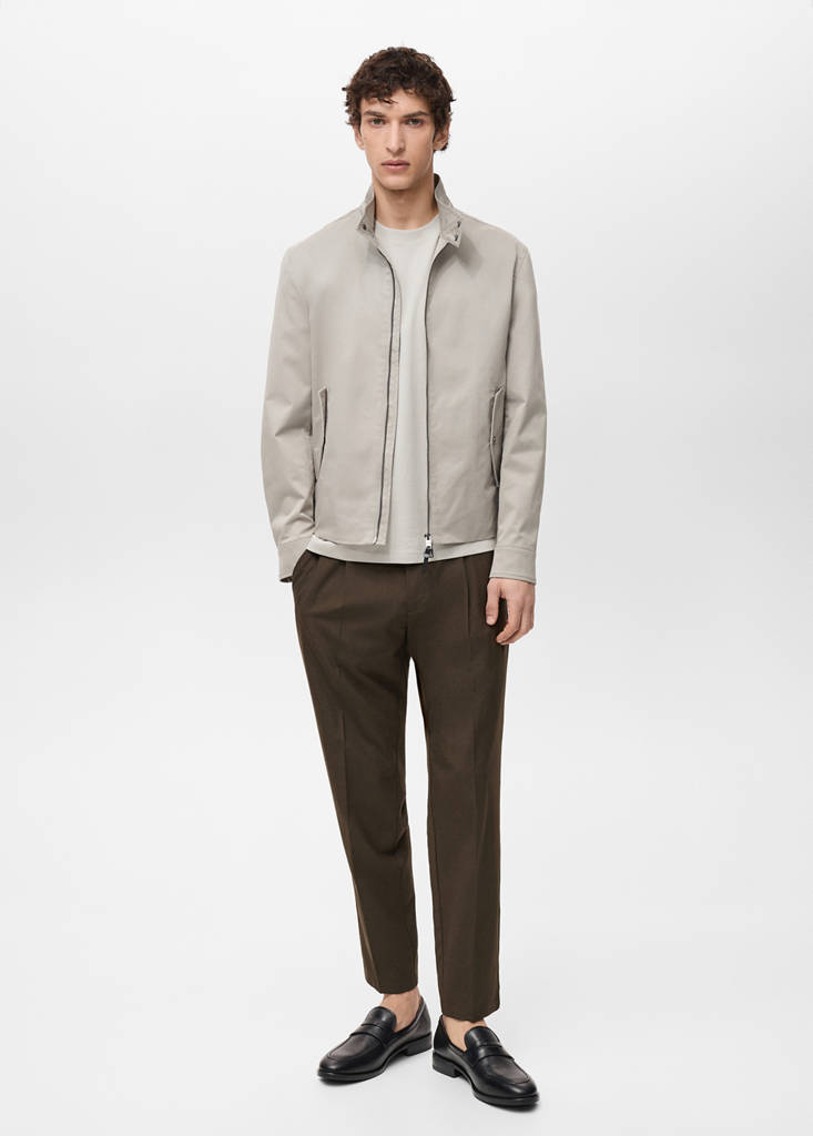 Slim-fit pleated cool wool trousers — Chocolate