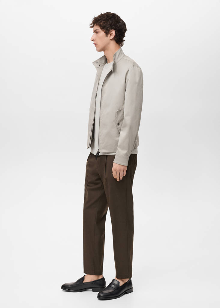 Slim-fit pleated cool wool trousers — Chocolate