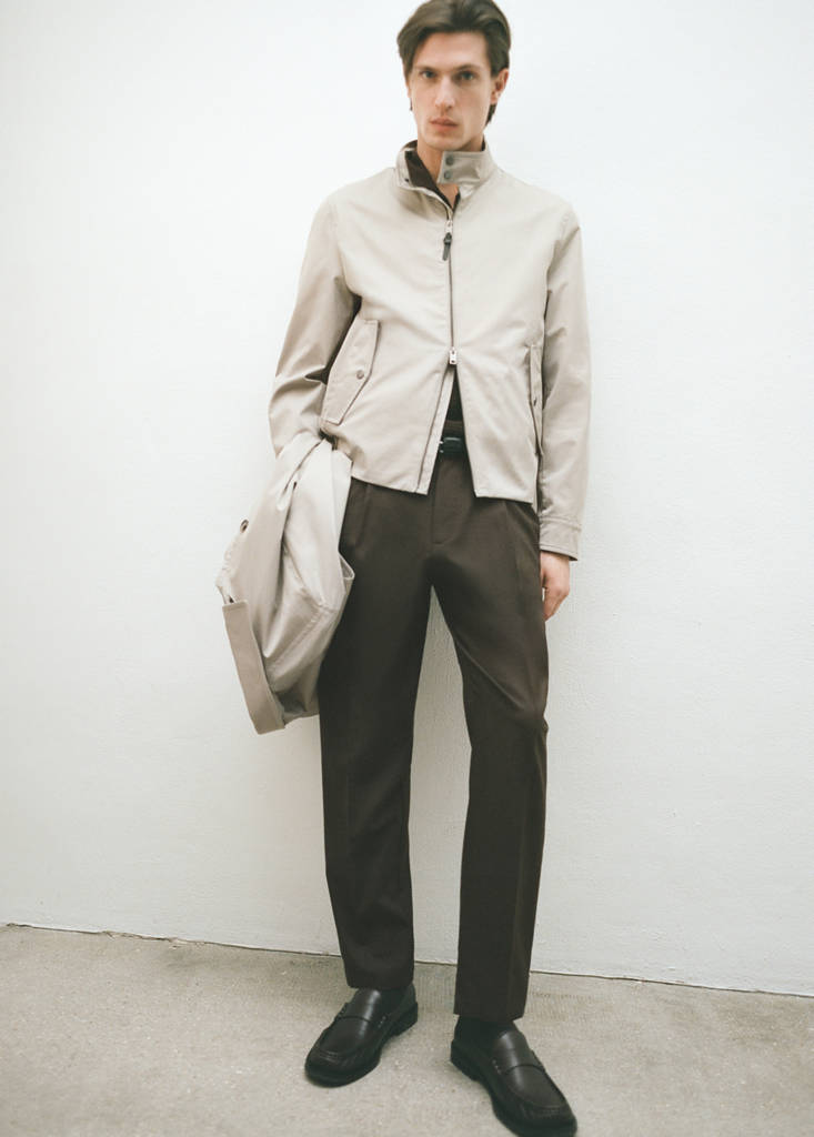 Slim-fit pleated cool wool trousers — Chocolate