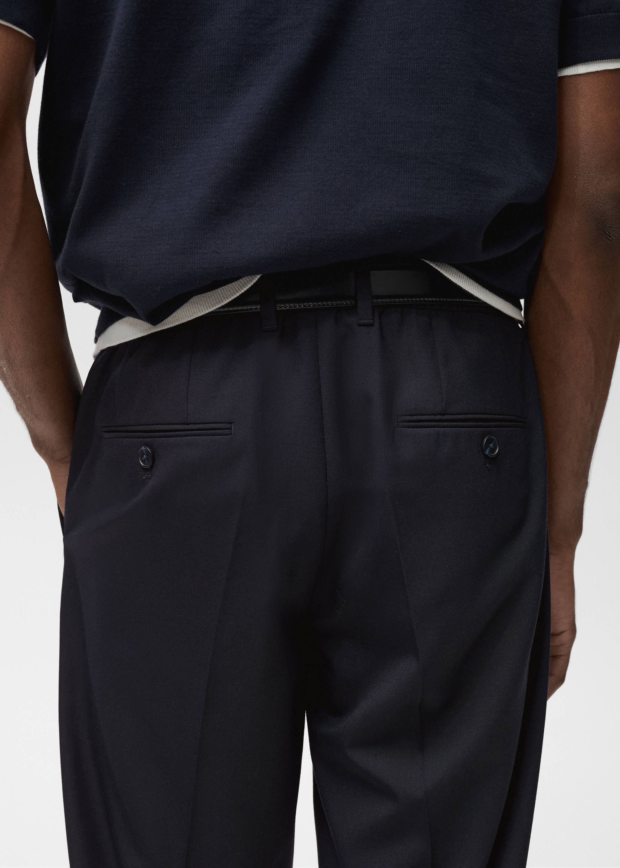 Slim-fit pleated cool wool pants - Details of the article 6