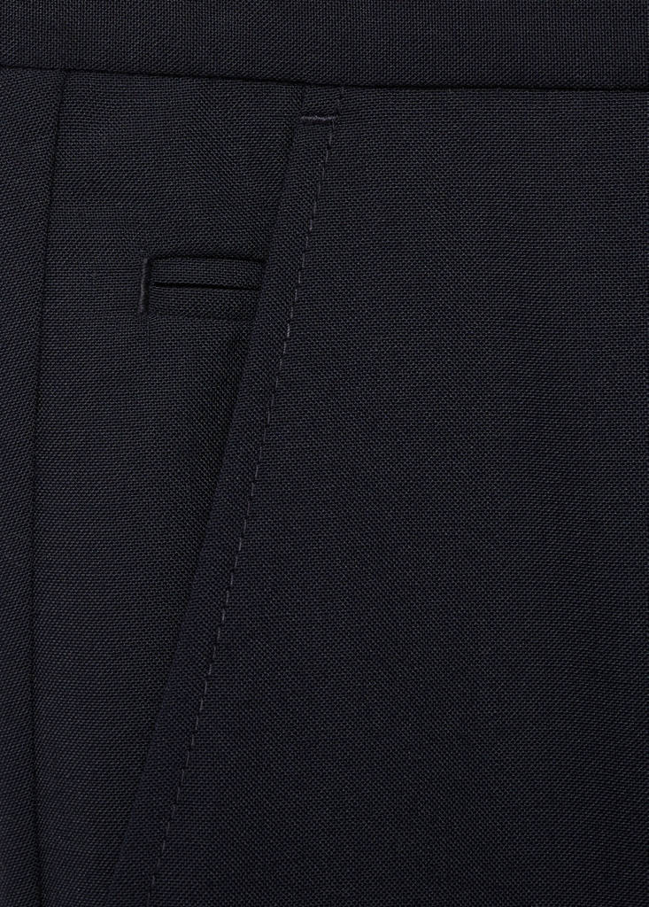 Slim-fit pleated cool wool trousers — Night Blue