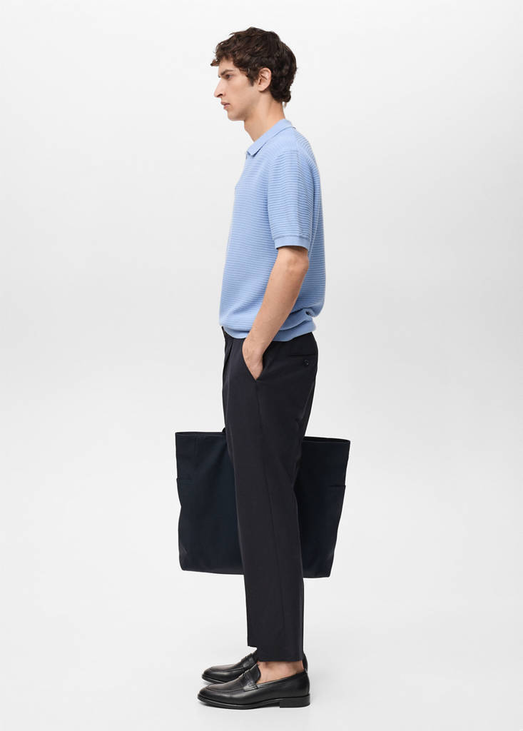 Slim-fit pleated cool wool trousers — Night Blue