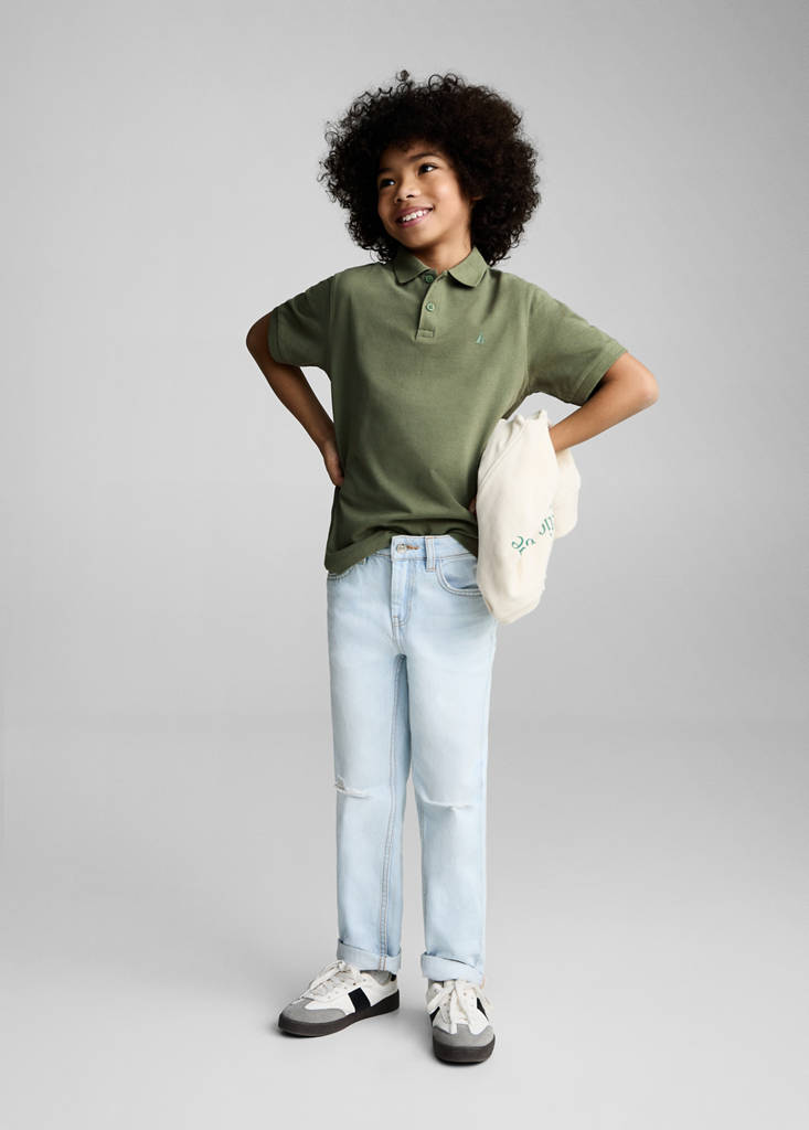 Short-sleeved cotton polo shirt
