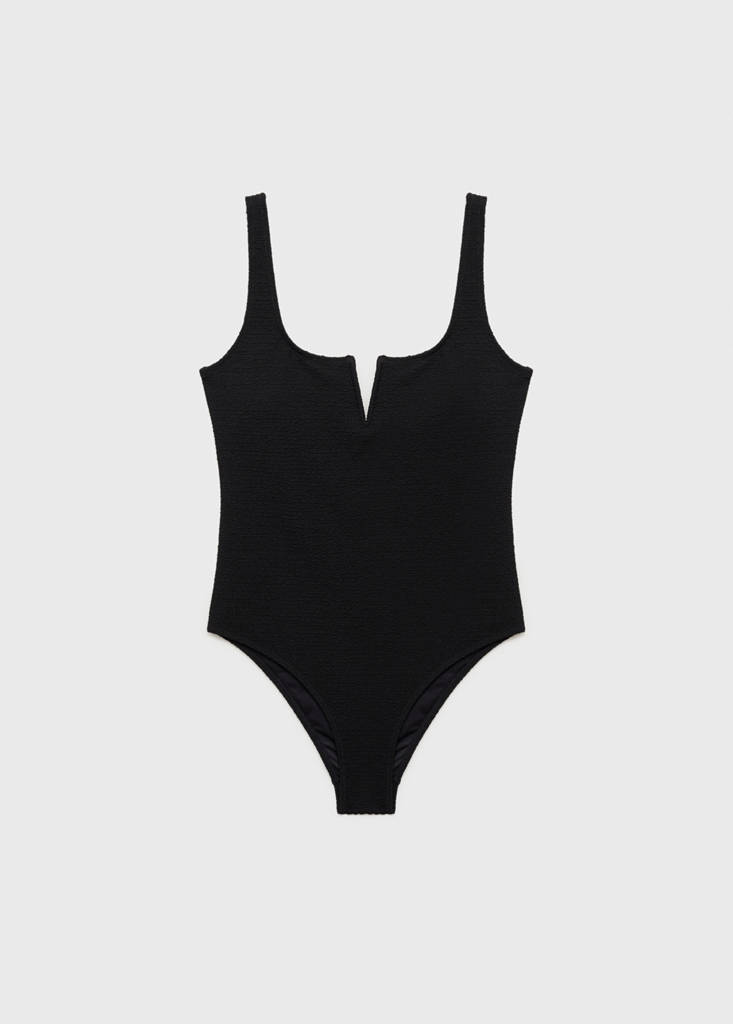 Swimsuit with slit neckline — Black