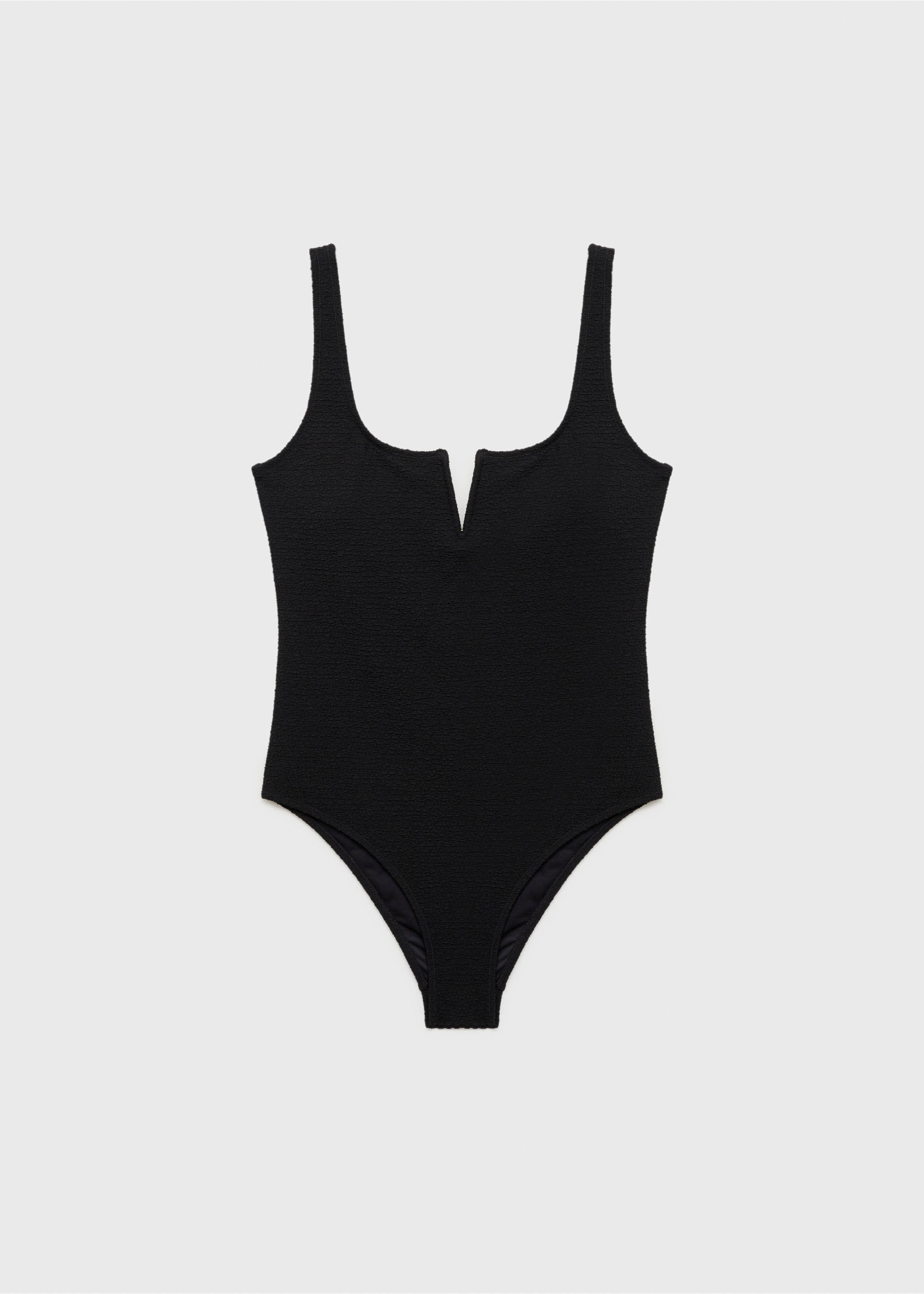 Swimsuit with slit neckline - Article without model, Black. Ref: 87094394-00.