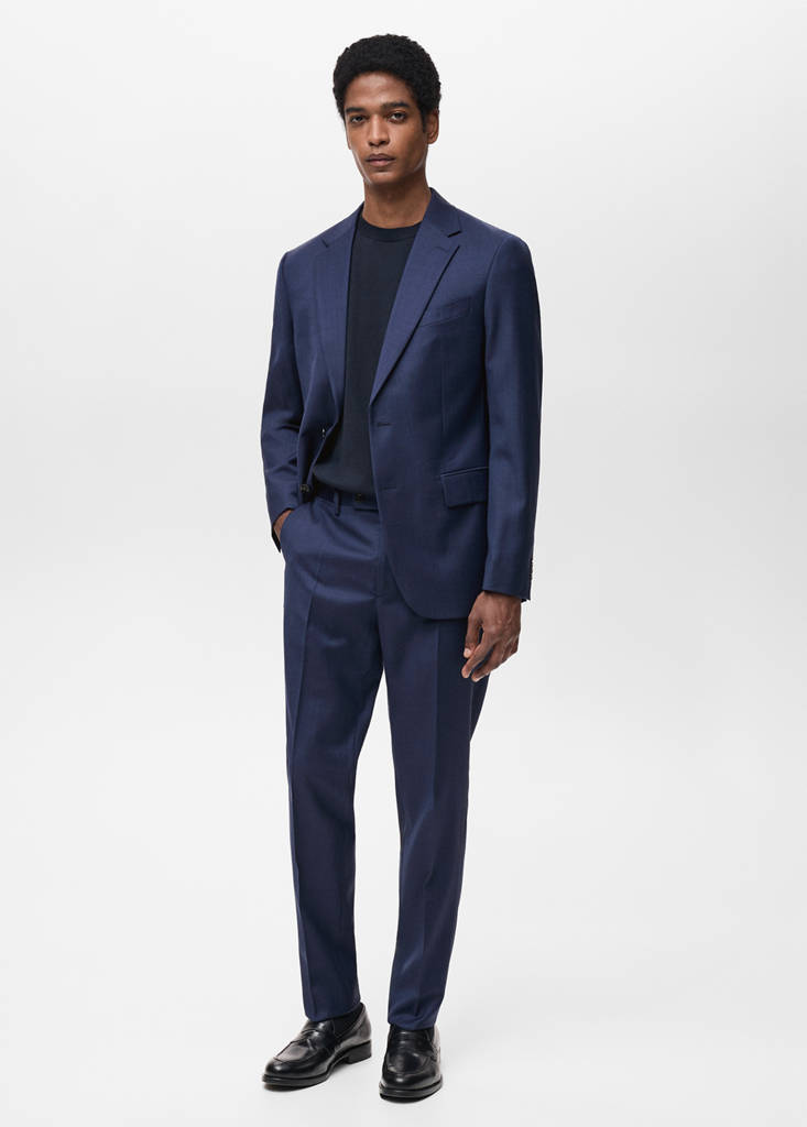 Turin 100% virgin wool suit jacket — Ink Blue