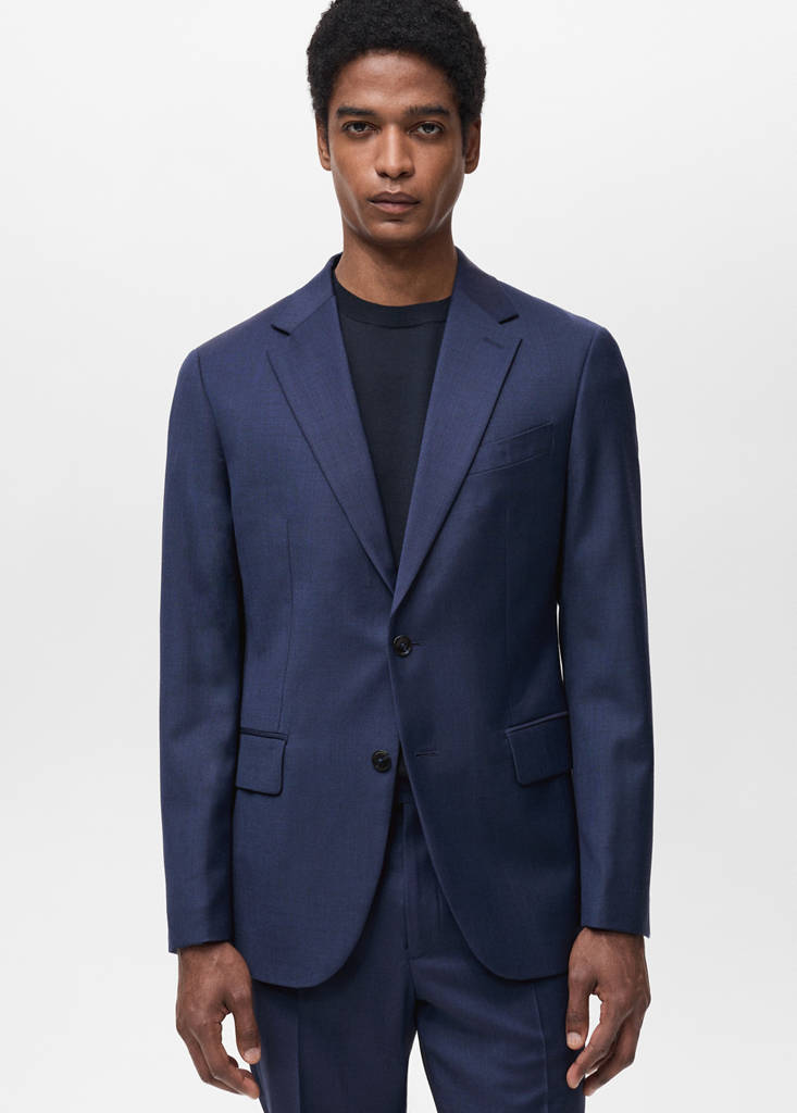 Turin 100% virgin wool suit jacket — Ink Blue