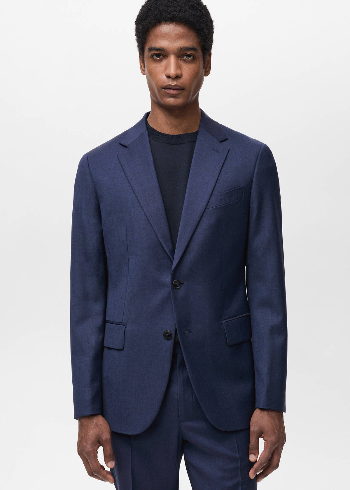 Turin 100% virgin wool suit jacket — Ink Blue