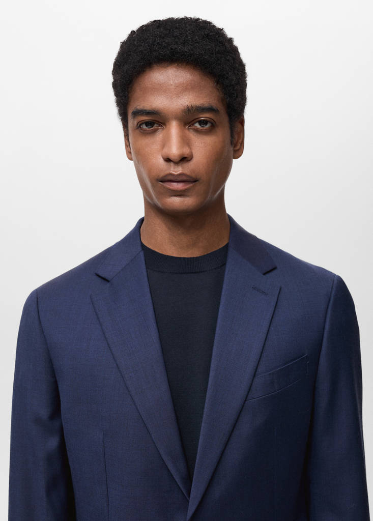 Turin 100% virgin wool suit jacket — Ink Blue