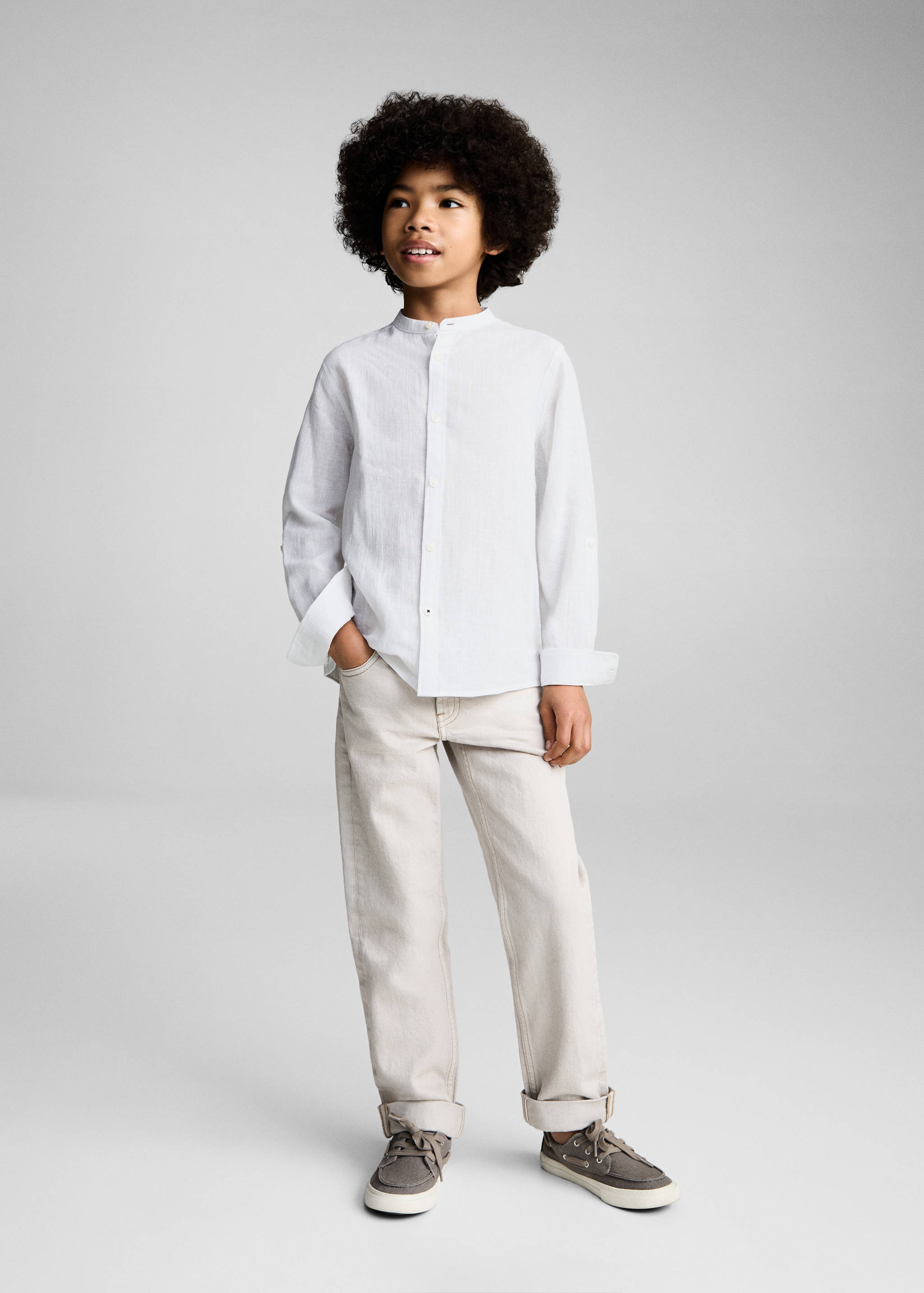 Chemise coton lin col mao - Plan général