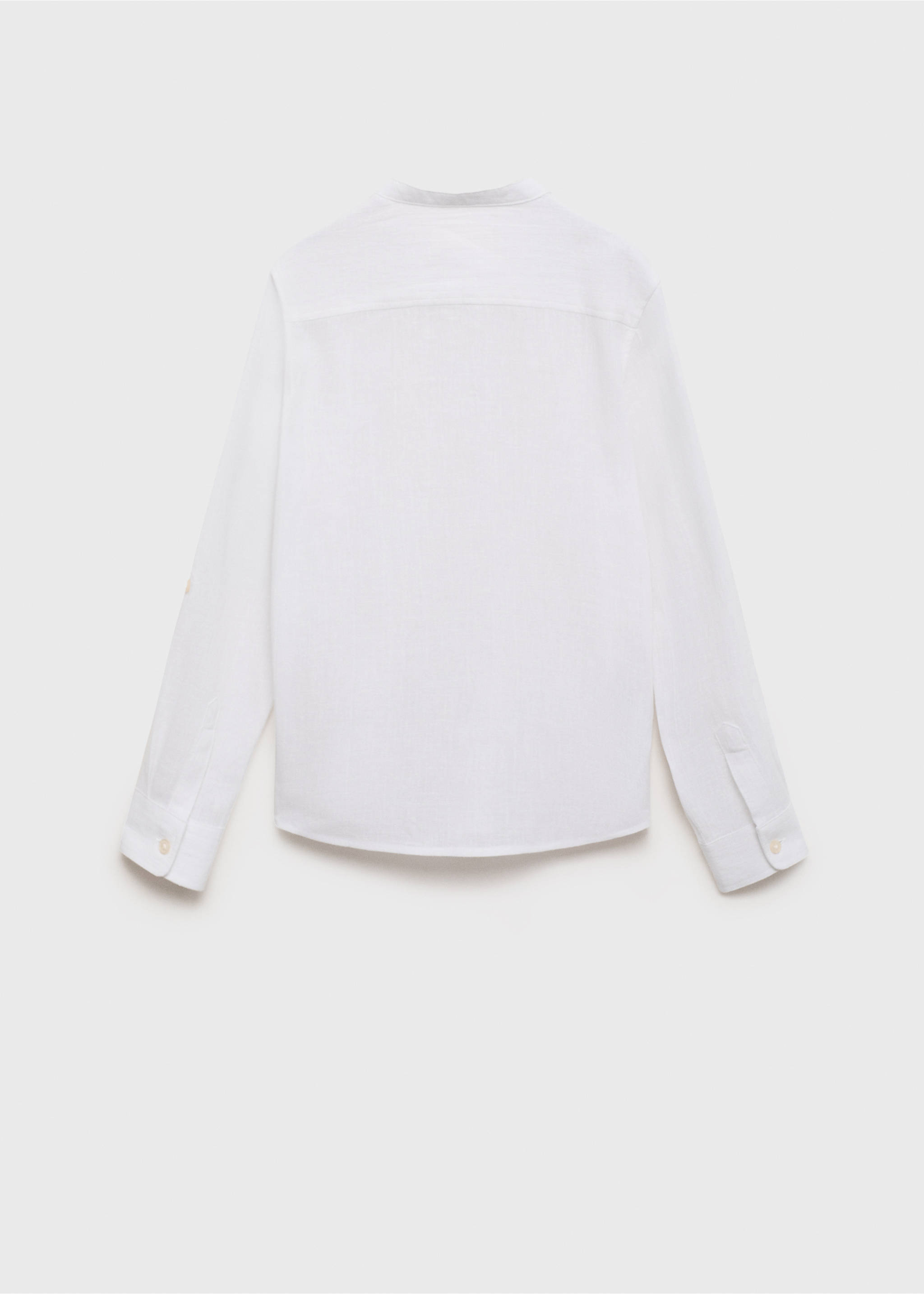 Camisa algodón lino cuello mao - Reverso del artículo, Blanco. Ref: 87094403-00.