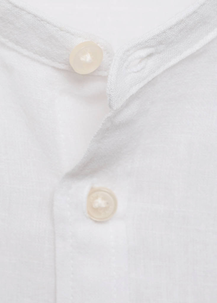 Cotton linen shirt with mandarin collar - thumbnail 6