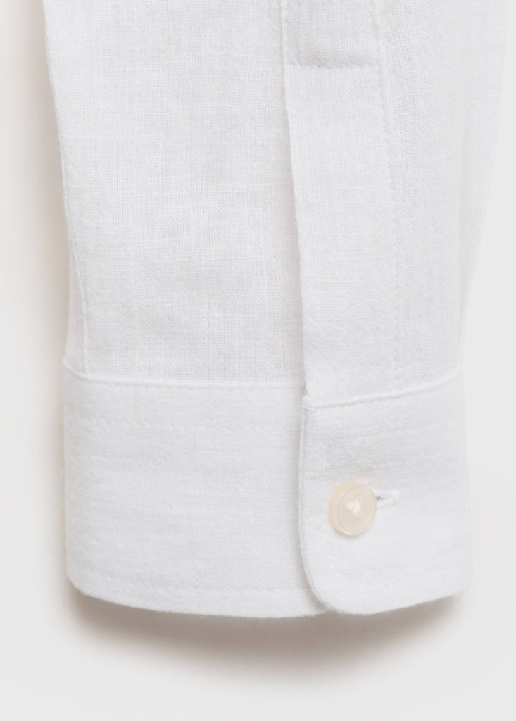 Cotton linen shirt with mandarin collar - thumbnail 7