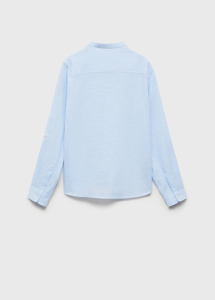 Cotton linen shirt with mandarin collar - thumbnail 10