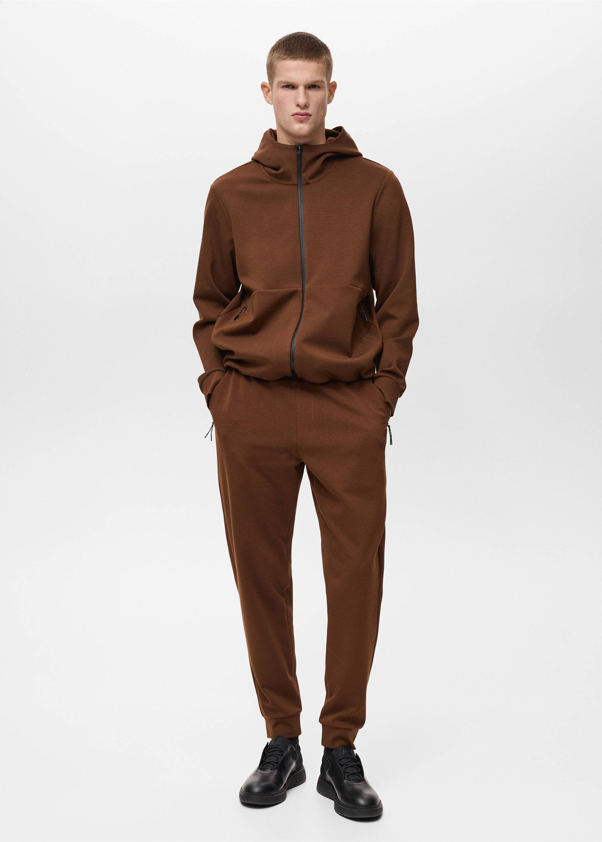 Elastik belli COOLMAX® jogger pantolon - Genel plan, Yanık Turuncu. Ref: 87094405-00.