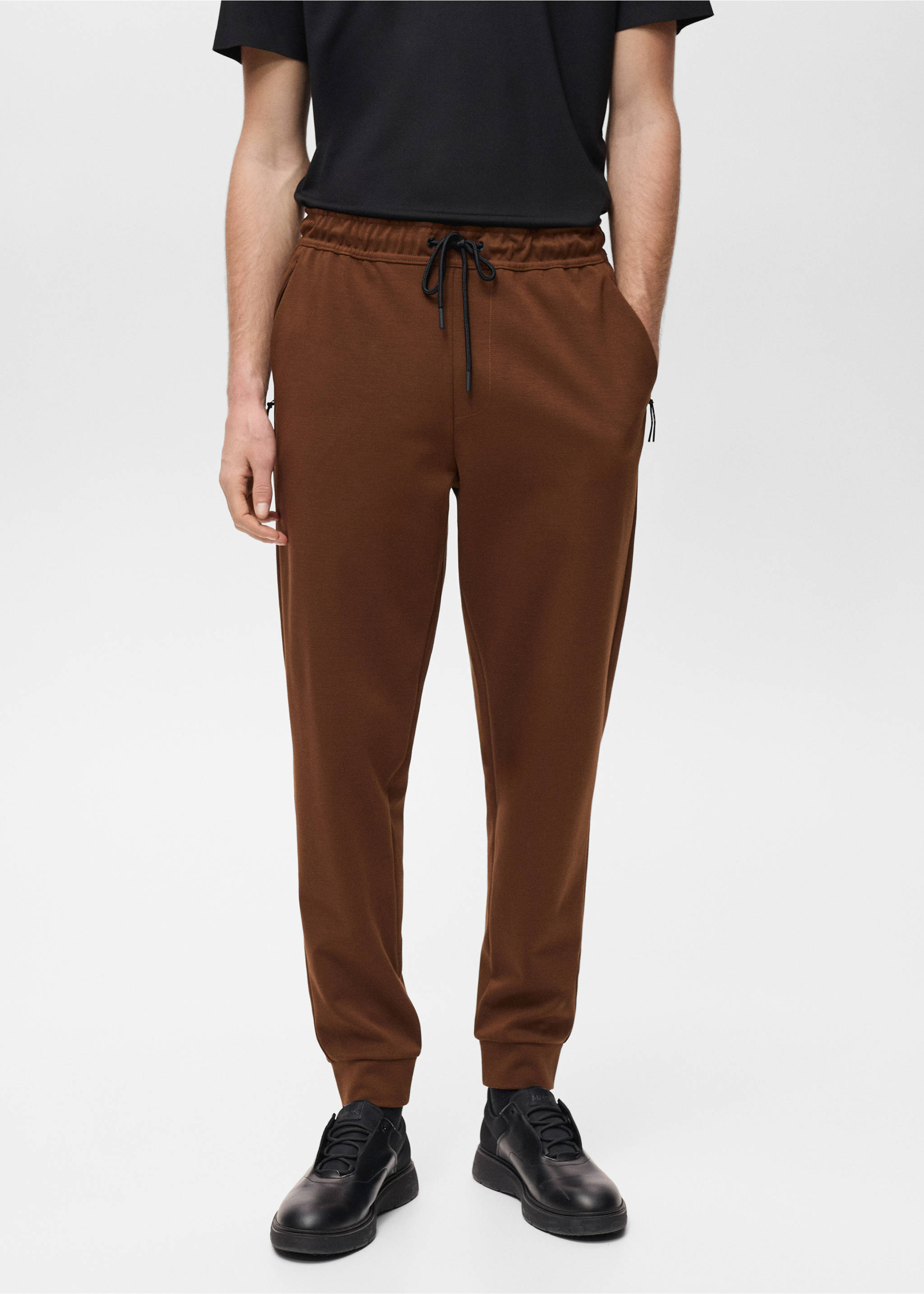 Elastik belli COOLMAX® jogger pantolon - Orta plan, Yanık Turuncu. Ref: 87094405-00.
