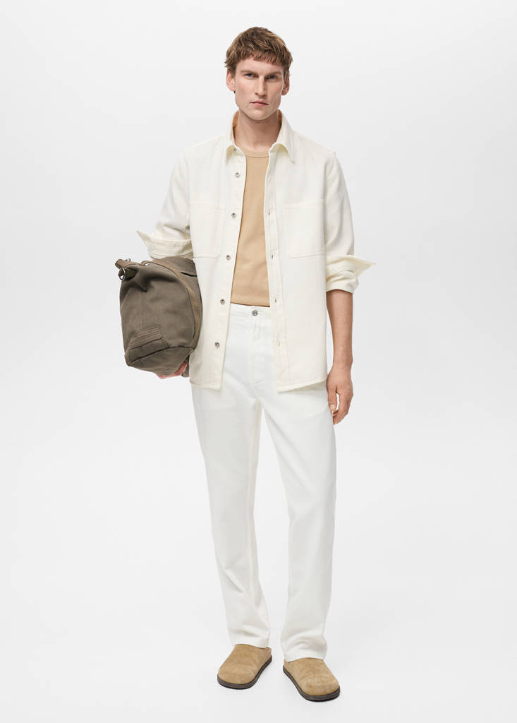 Regular-fit cotton lyocell overshirt — Off White