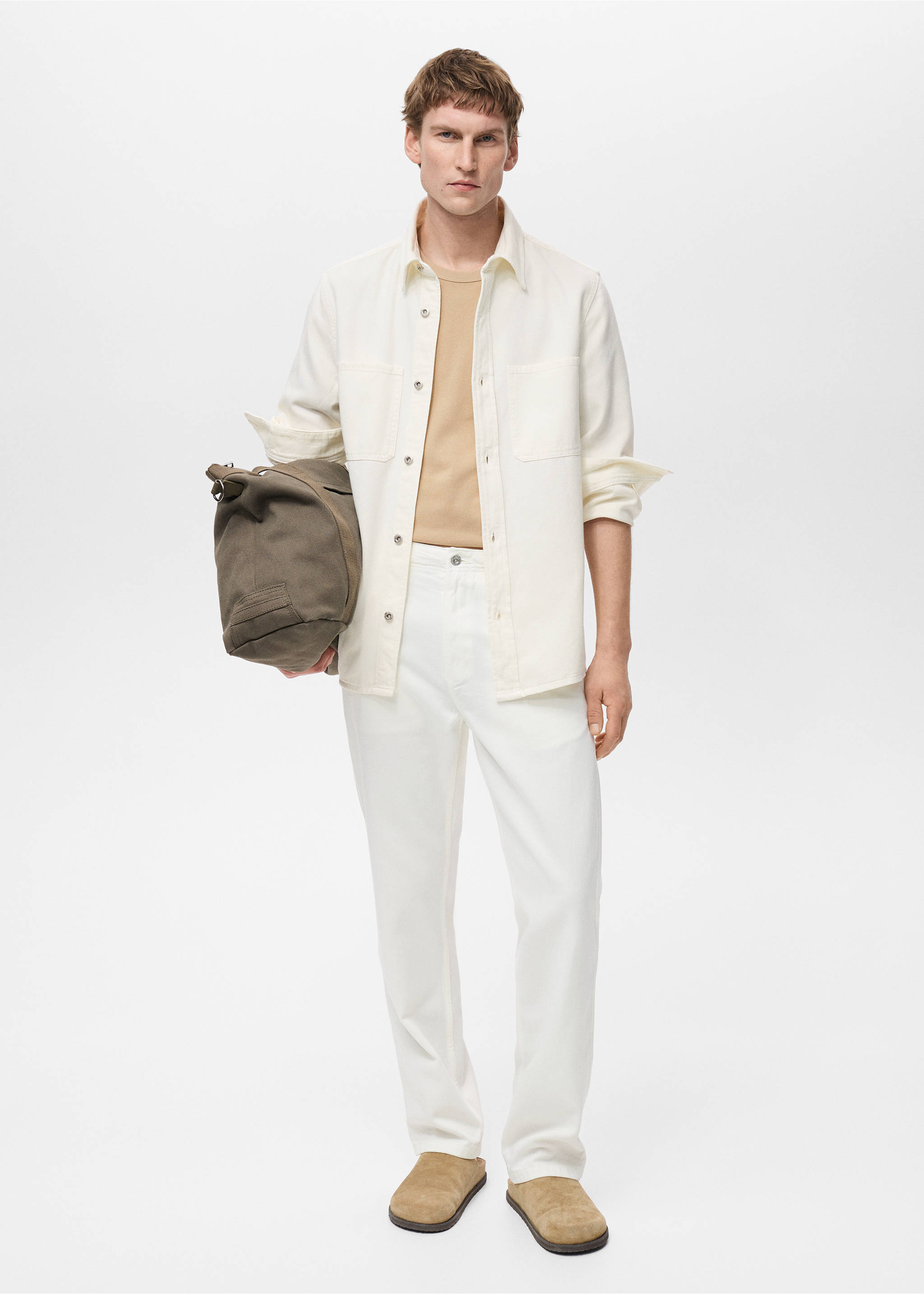 Regular-fit cotton lyocell overshirt - General plane, Off White. Ref: 87094408-00.
