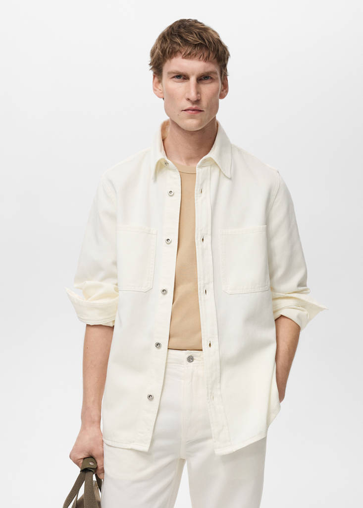 Regular-fit cotton lyocell overshirt — Off White