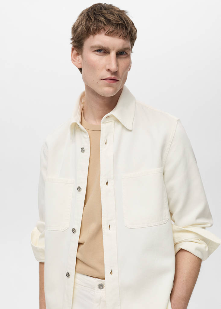 Regular-fit cotton lyocell overshirt — Off White