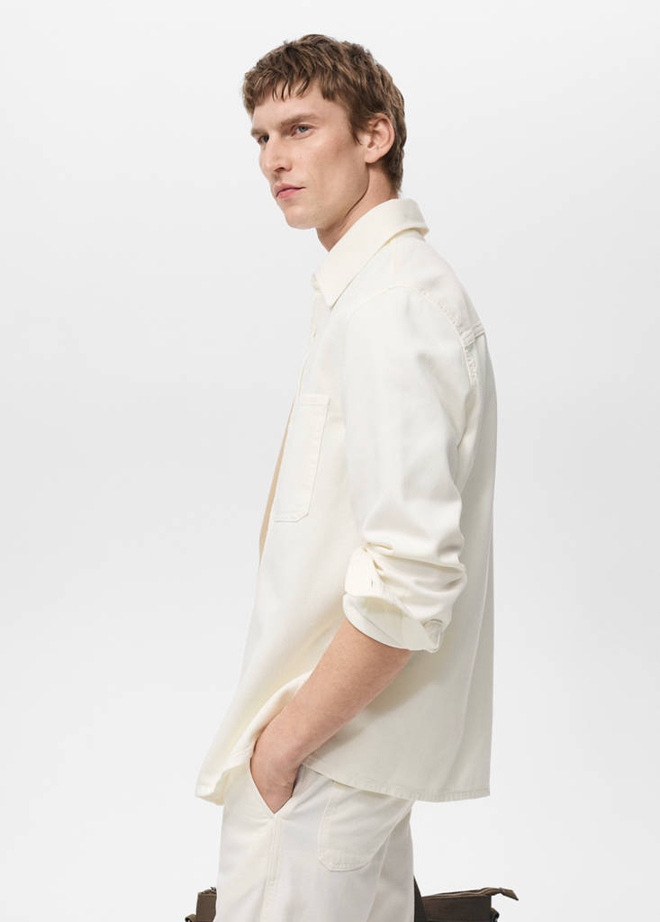 Regular-fit cotton lyocell overshirt — Off White