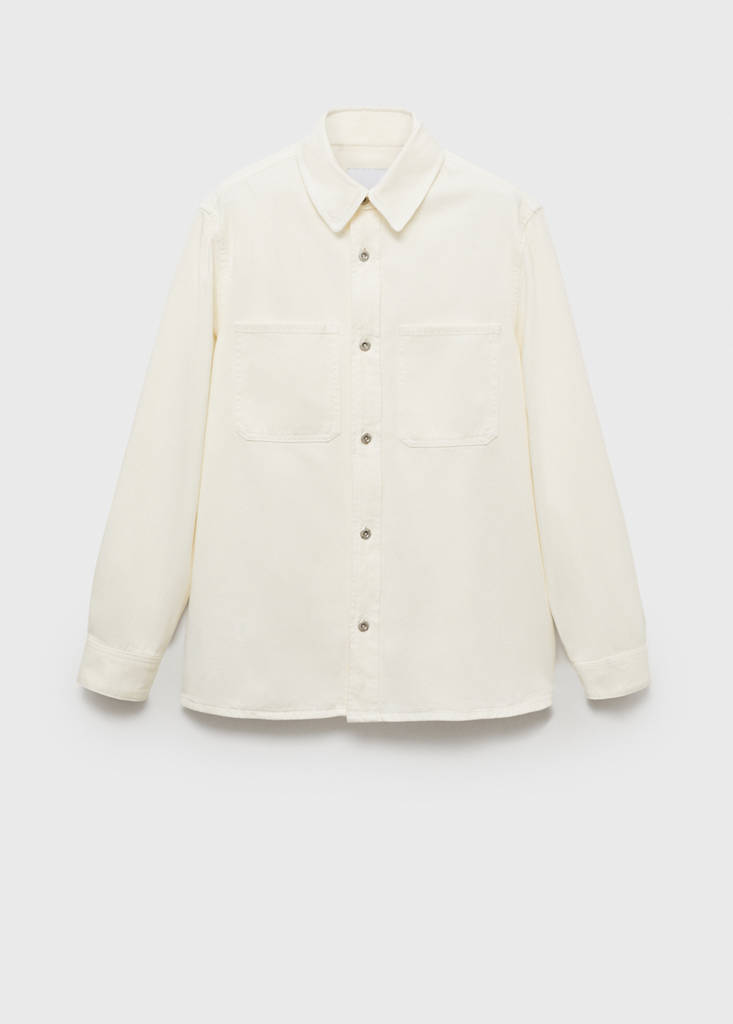 Regular-fit cotton lyocell overshirt — Off White