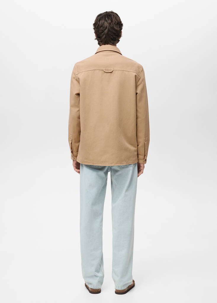 Regular-fit cotton lyocell overshirt — Beige