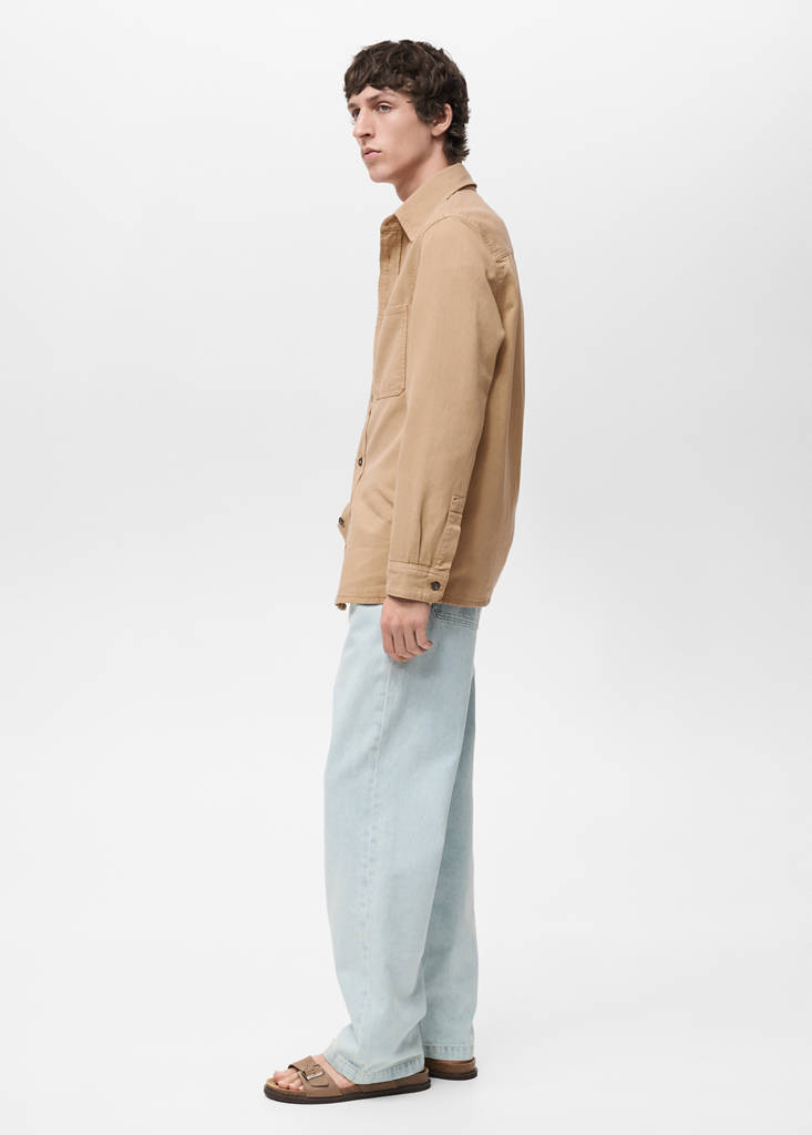 Regular-fit cotton lyocell overshirt — Beige