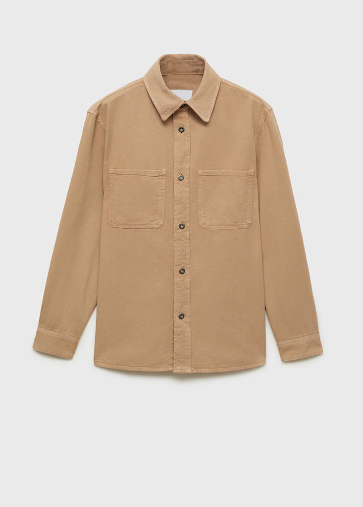 Regular-fit cotton lyocell overshirt — Beige
